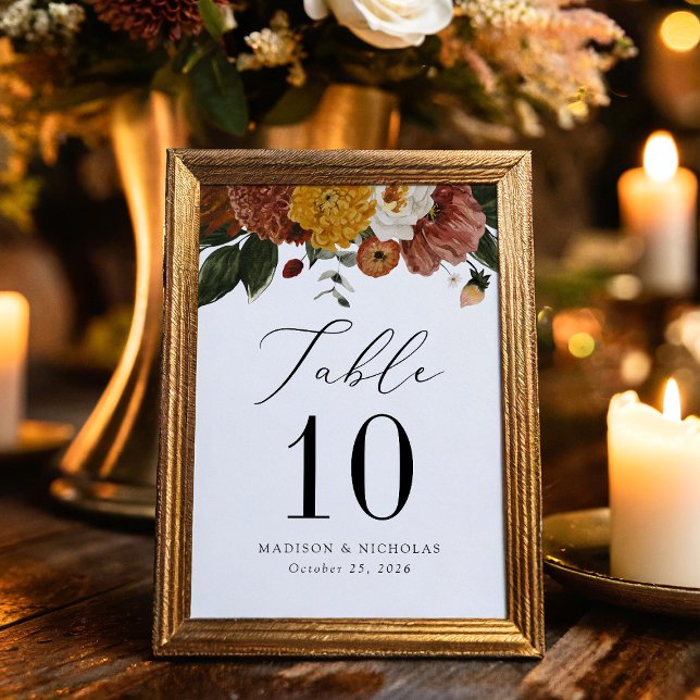 Numeração De Mesa Boho Autumn Floral Personalizado Casamento (Criador carregado)