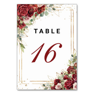 Numeração De Mesa Boho Blush Burgundy Casamento Geométrico Dourado F