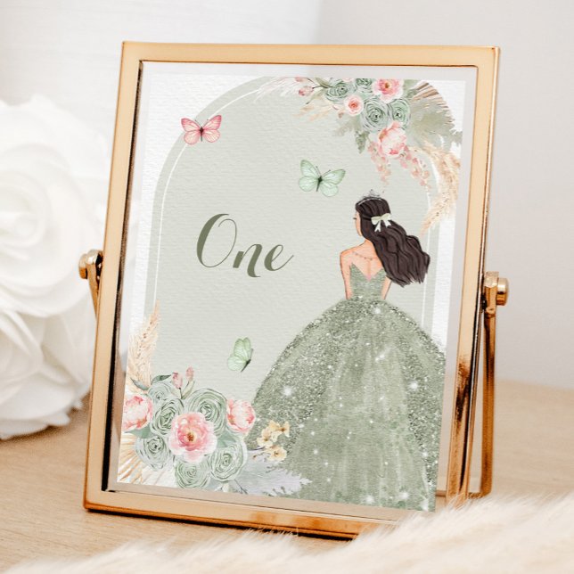 Numeração De Mesa Boho Blush Pink Sage Green Quinceañera (Criador carregado)