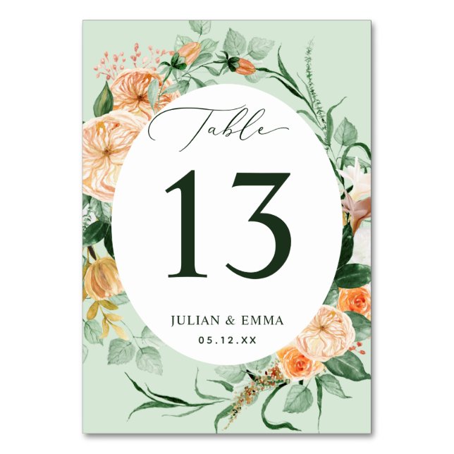Numeração De Mesa Boho Botânico Greenery Floral Personalizado (Frente)