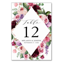 Numeração De Mesa Boho Burgundy & Blush Floral & Fruta Weding