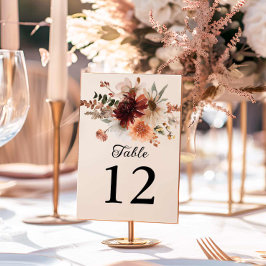 Numeração De Mesa Boho Burgundy - Casamento Floral