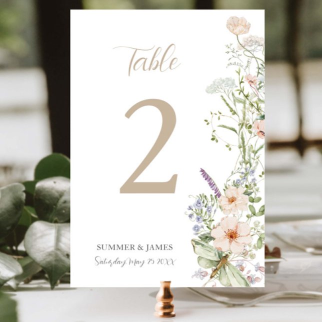 Numeração De Mesa Boho Chic Pastel Jardim Floral de Flores Silvestre (Criador carregado)