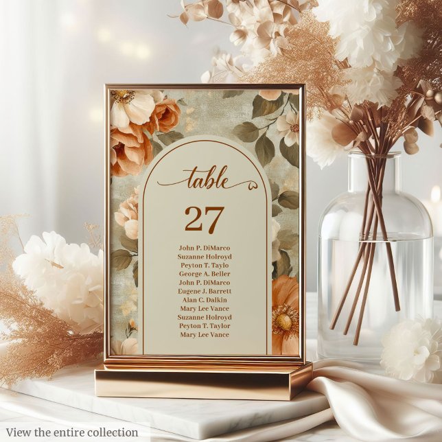 Numeração De Mesa Boho Chic Terracotta Ivory Sage Floral Wedding (Boho Chic Terracotta Ivory Sage Floral Wedding Table Number

)