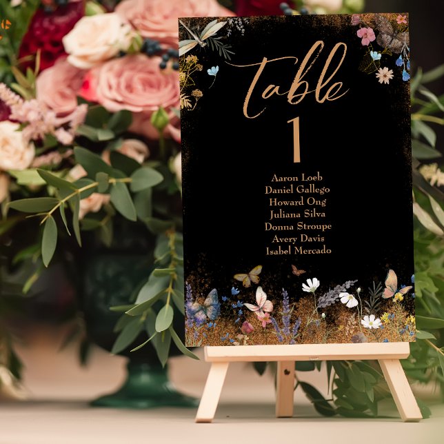 Numeração De Mesa Boho Floral Black Butterfly Jardim Casamento (Criador carregado)