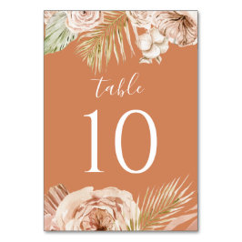 Numeração De Mesa Boho Floral, Palm e Pampas terracotta
