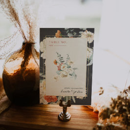 Numeração De Mesa Boho Floral Verde Botânico Escuro | Casamento