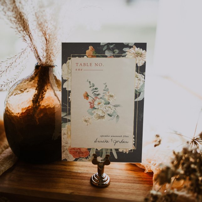 Numeração De Mesa Boho Floral Verde Botânico Escuro | Casamento (Criador carregado)