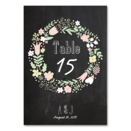 Numeração De Mesa Boho Flower Wreath Rustic Chalkboard Casamento