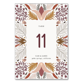 Numeração De Mesa Boho Folk Botanical Border Frame Wedding