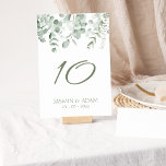 Numeração De Mesa Boho Greenery Foliage Eucalyptus Wedding<br><div class="desc">Boho Greenery Foliage Eucalyptus Número Da Mesa De Casamento. Imprime estigmaticamente seus convidados de casamento com este elegante número da mesa de casamento com lindas folhas verdes de eucalipto em um fundo branco nítido. Este número da mesa de casamento tem uma bela design de folhagem verde, com vibrações rústicas e...</div>