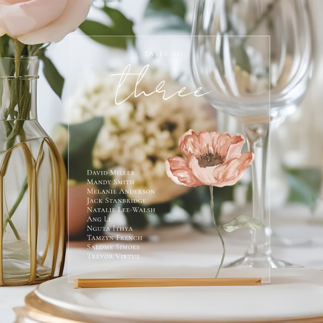 Numeração De Mesa Boho Islandês Watercolor Islândia Poppy Flower (Boho Icelandic Watercolor Iceland Poppy Flower Table Number)