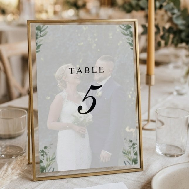 Numeração De Mesa Boho Moderno Folhas de Eucalipto & Casamento com F (Criador carregado)