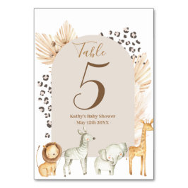 Numeração De Mesa Boho Pampas Safari Animais Modernos Número de Tabe