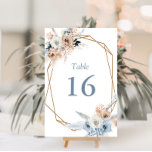 Numeração De Mesa boho poeirento casamento azul<br><div class="desc">boho posty azul da mesa de casamento floral número.</div>