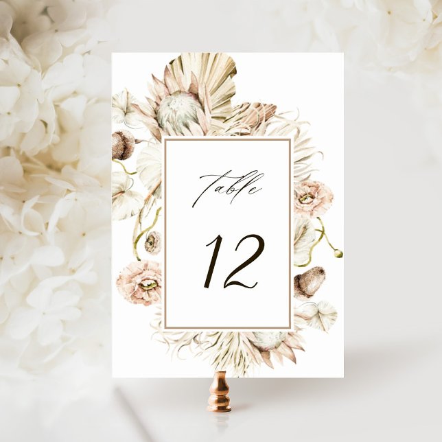 Numeração De Mesa Boho Protea Pampas Grass Casamento Floral (Criador carregado)