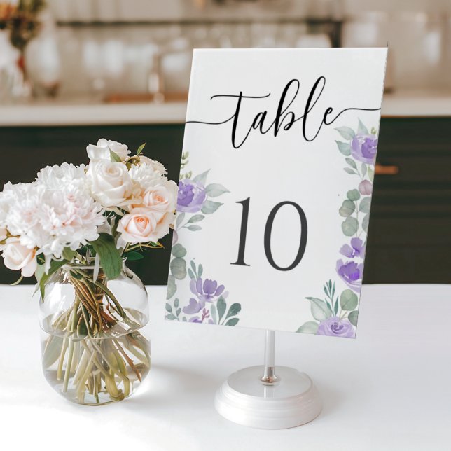 Numeração De Mesa Boho Purple Floral Wedding (Criador carregado)