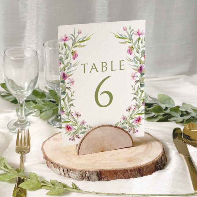 Numeração De Mesa Boho Purple Flowers Números De Mesa De Casamento V (Criador carregado)