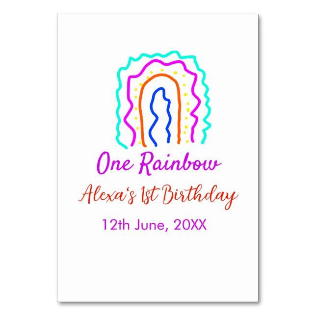 Numeração De Mesa Boho Rainbow, um aniversário de crianças brilhante (Frente)