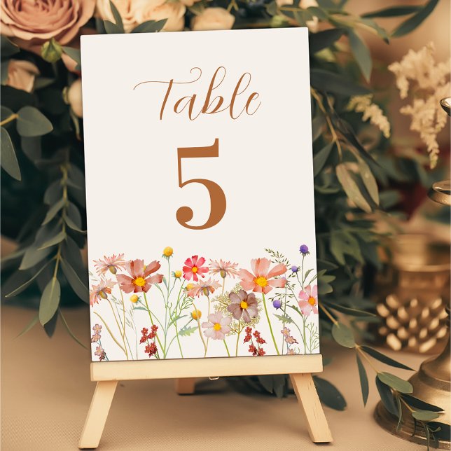 Numeração De Mesa Boho Rustic Casamento outono Floral (Elegant Boho rustic floral fall wedding table number beige Cream terracotta burnt orange watercolor)