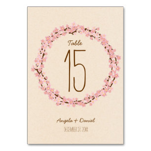 Numeração De Mesa Boho Rustic Cherry Blossom Wreath Casamento