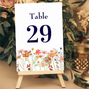 Numeração De Mesa Boho Rústico Floral de Flores Silvestres Azul Mari