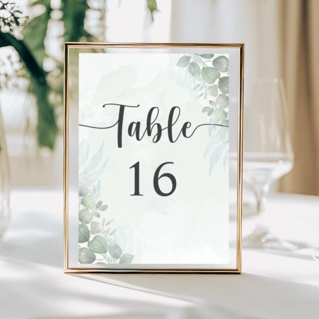 Numeração De Mesa Boho Sage Green Eucalyptus Wedding Table Number (Criador carregado)