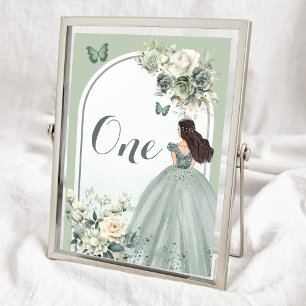 Numeração De Mesa Boho Sage Green Floral Quinceañera