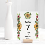 Numeração De Mesa Boho Sunflower Rustic Wildflower Weding<br><div class="desc">Este número da mesa de casamento de girassol girassol é perfeito para o seu casamento boêmico moderno. Esta design apresenta uma caligrafia simples preta com girassóis russos, verde e flores silvestres em um fundo branco brilhante neutro para combinar o seu casamento clássico tradicional ou o casamento elegante de vassoura no...</div>