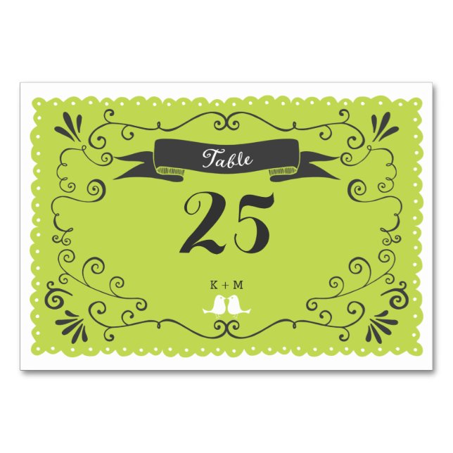 Numeração De Mesa Boho Swirls, Curls, um Casamento Banner & Lovebird (Frente)