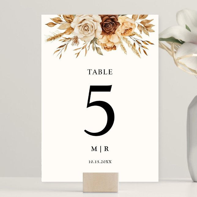 Numeração De Mesa Boho Terracotta Casamento Floral Rustico (Criador carregado)