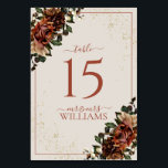 Numeração De Mesa Boho Terracotta Greenery Casamento Floral<br><div class="desc">Crie a recepção perfeita! Estamos amando esta moda, moderna número da mesa de casamento de terracota! Simples, elegante e tão bonito, apresenta terracota e florais de água de flores secas verdes, carateres manuais tipografia tipográfica e poeira dourada falsa. Muito obrigado por apoiar a nossa pequena empresa, que apreciamos muito! Parte...</div>