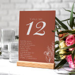 Numeração De Mesa Boho Terracotta, Minimalista, Queimou Casamento La<br><div class="desc">Boho Terracotta,  Minimalista,  Queimou Número Da Mesa De Casamento Laranja.</div>