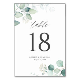 Numeração De Mesa Boho Watercolor Eucalyptus Deixa Casamento Verde