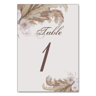 Numeração De Mesa Boho Watercolor Floral Pampas Grass Casamento