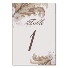 Numeração De Mesa Boho Watercolor Floral Pampas Grass Casamento