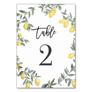 Numeração De Mesa Boho Watercolor Lemon Wreath Mesa 2