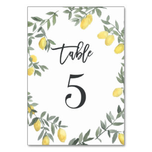 Numeração De Mesa Boho Watercolor Lemon Wreath Mesa 5