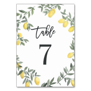 Numeração De Mesa Boho Watercolor Lemon Wreath Mesa 7