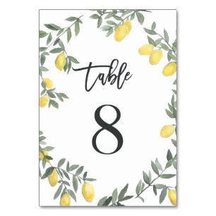 Numeração De Mesa Boho Watercolor Lemon Wreath Mesa 8