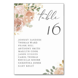 Numeração De Mesa Boho Watercolor Mauve Peach Flowers Sentado