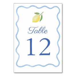 Numeração De Mesa Boho Wavy Blue Border Casamento de Citrus Lemon