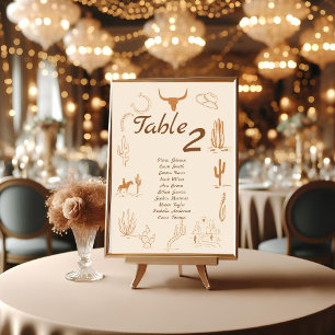 Numeração De Mesa Boho Western Cowboy Ilustração Casamento