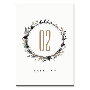 Numeração De Mesa Boho Wildflower Black Brown Fall Wreath Casamento
