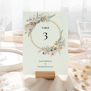 Numeração De Mesa Boho Wildflower Fern Mint Casamento Verde