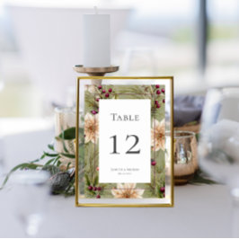 Numeração De Mesa Boho Winter Greenery Boughs Sage Green