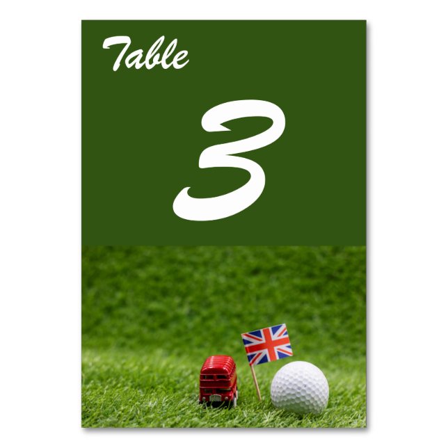 Numeração De Mesa Bolas de golfe e Union Jack Flag Londres Reino Uni (Frente)