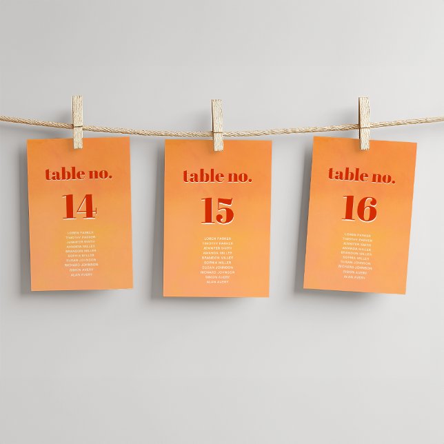 Numeração De Mesa Bold Modern Orange Sunset Seating Chart Wedding (Criador carregado)
