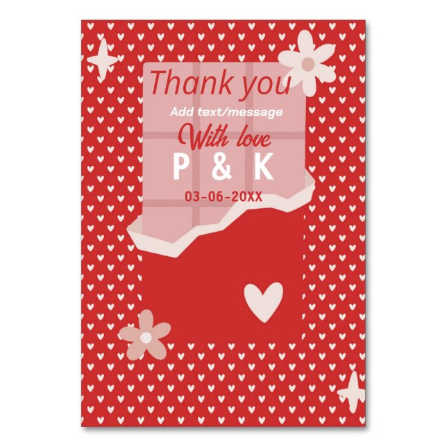 Numeração De Mesa Bold Red Heart Love Design - Perfeito para Gi Pers (Frente)