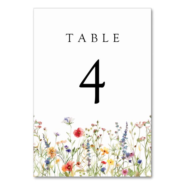 Numeração De Mesa Bold Wildflower Wedding Table Number (Frente)